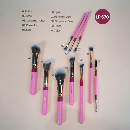 Kit de brochas fluffy x10 LP MONTOC (S-E25-C)