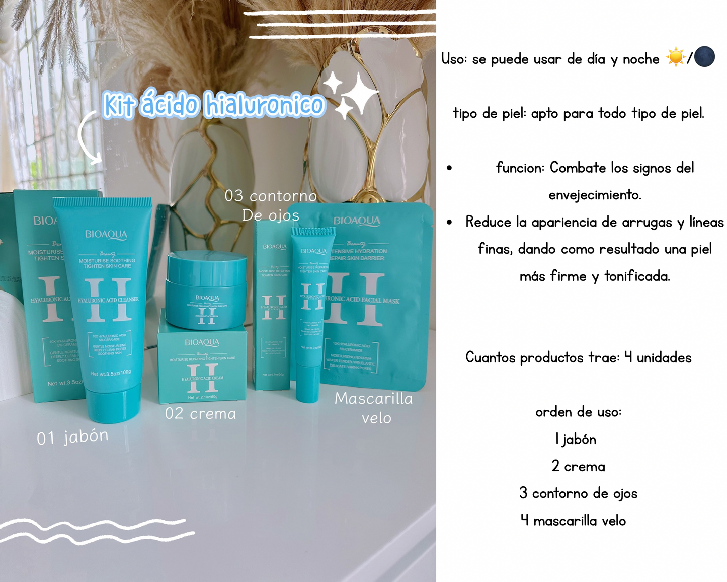 kit acido hialuronico x 4 bioaqua