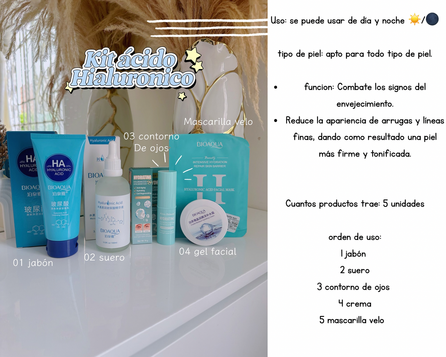 kit acido hialuronico x 5 bioaqua