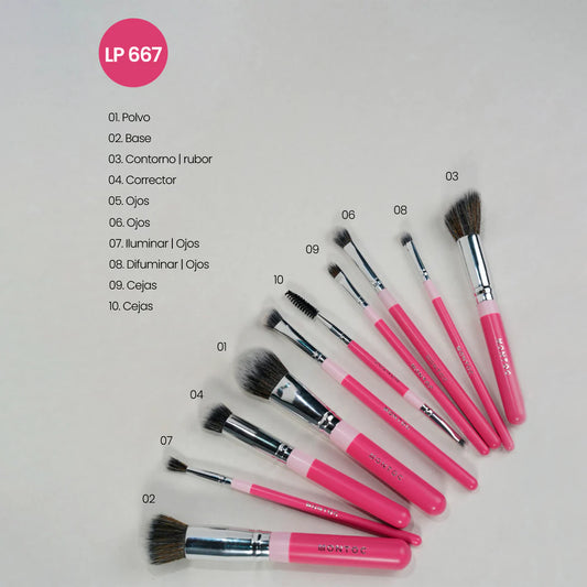 Kit de brochas Fluffy x 10 MONTOC (S-E40-4)