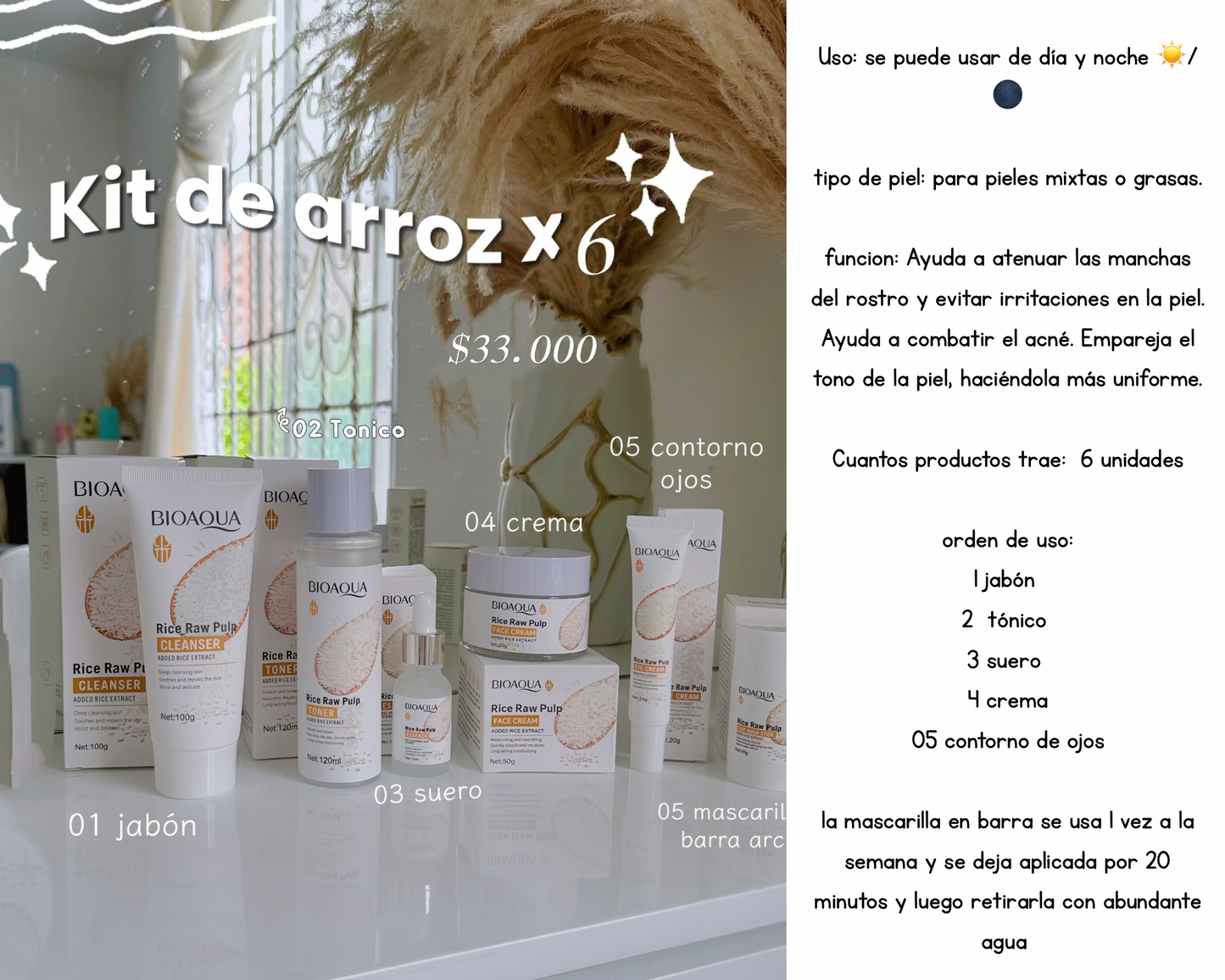 kit de arroz x6 bioaqua