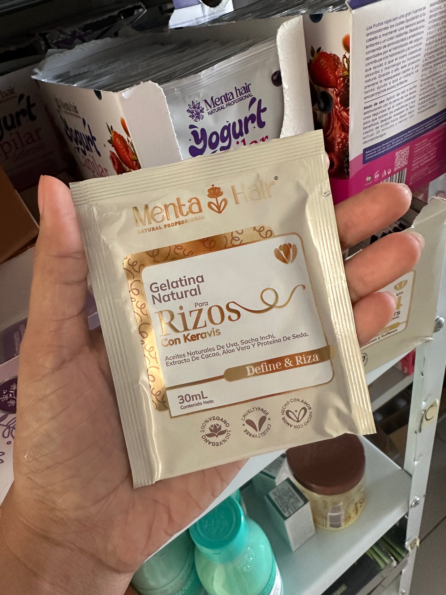 Sachet gelatina natural para rizos x30ml menta hair (S-e23-D)