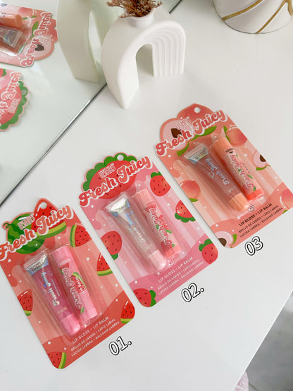 Lip gloss + Lip balm fresh juicy (p2-E9-A)