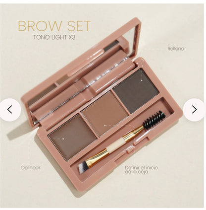 Trio de Cejas Brow Set  tono light  MONTOC(S-E28-F)