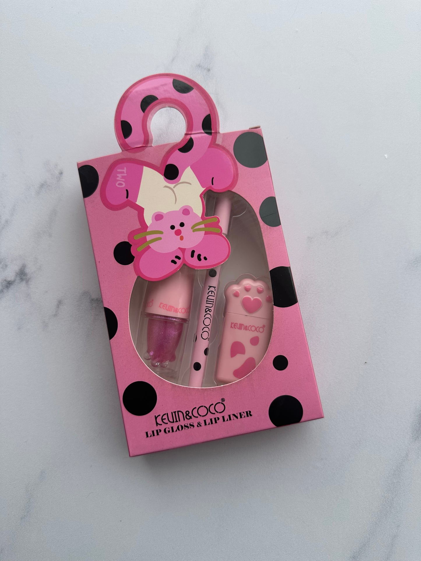 set x3 gatico delineador + gloss + labial + sacapunta