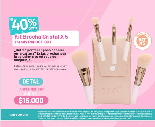 Kit de brochas cristal x5 trendy (S-E26-A)