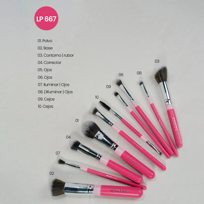 Kit de brochas Fluffy x 10 MONTOC (S-E40-4)