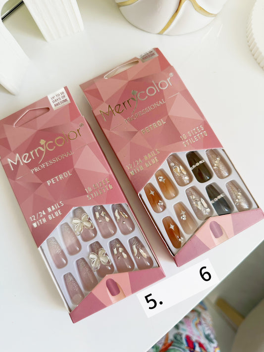 caja de uñas press on ref del 5 y 6 c/u [P2-E19-A]