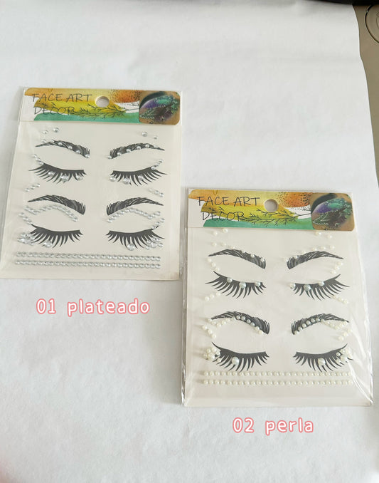 stikers ojos plateado - perla c/u [S-E24]