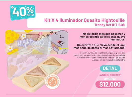 Kit x4 iluminadores quesito trendy (S-E24-G)