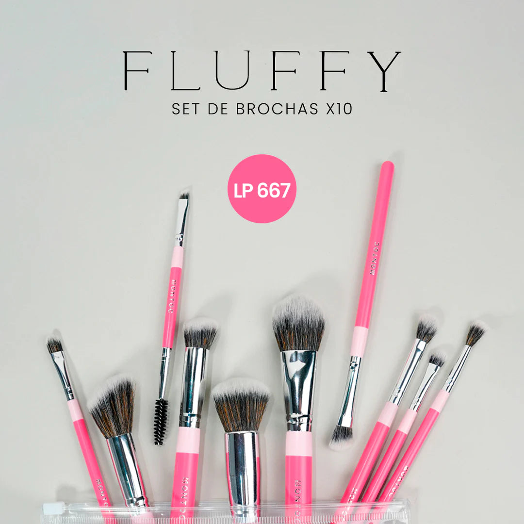Kit de brochas Fluffy x 10 MONTOC (S-E40-4)