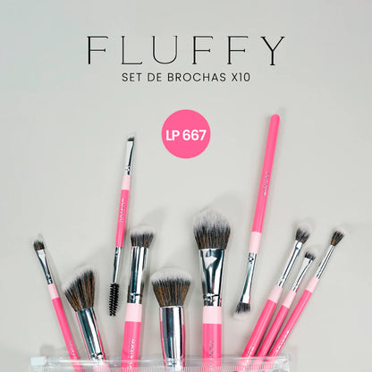 Kit de brochas Fluffy x 10 MONTOC (S-E40-4)
