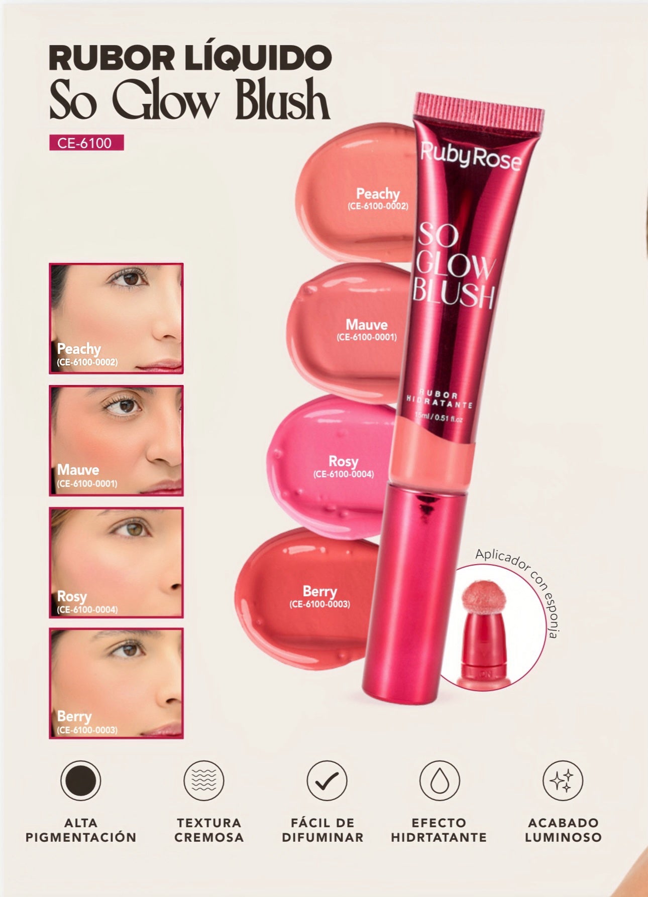 Rubor liquido So Glow Blush RUBY ROSE (S-E27-A)