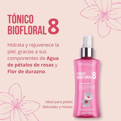 Tonico Biofloral 8 con flor de durazno y agua de rosa RAQUEL